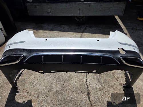 Накладка заднего бампера Mercedes-Benz E-Class W214 AMG верхняя A214885202 + нижняя A2148851503 (датчик 6 отверстий) с наконечником выхлопной трубы