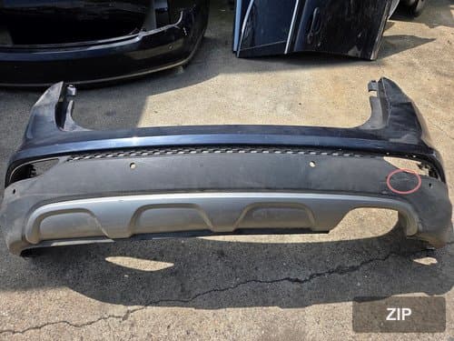 Накладка заднего бампера Santa Fe DM (верхняя 866112W000 + нижняя 866122W000 + юбка 866652W000, датчик 4 отв.)